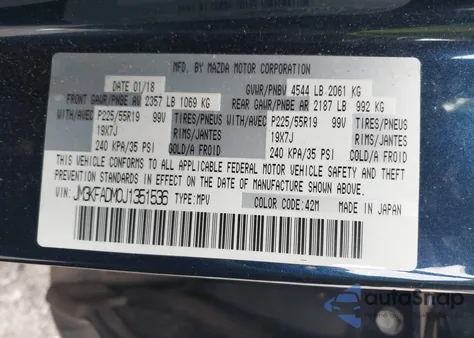 2018 Mazda Cx-5 Grand Touring z USA, uszkodzony, nr VIN JM3KFADM0J1351536